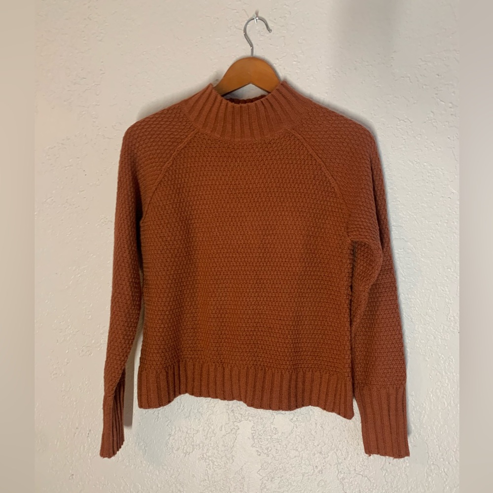 Soft Rust colored mock turtle neck knit sweater, Size M